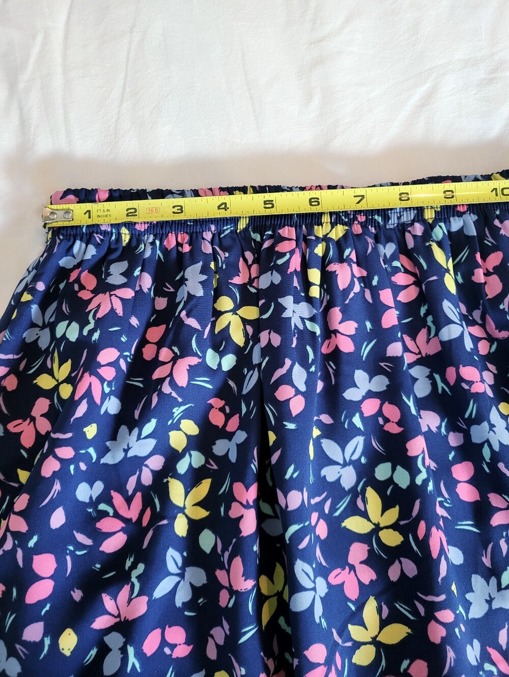 Blair Vintage 90s Patterned A-Line Midi Skirt Navy floral Cottagecore size M - Picture 3 of 7